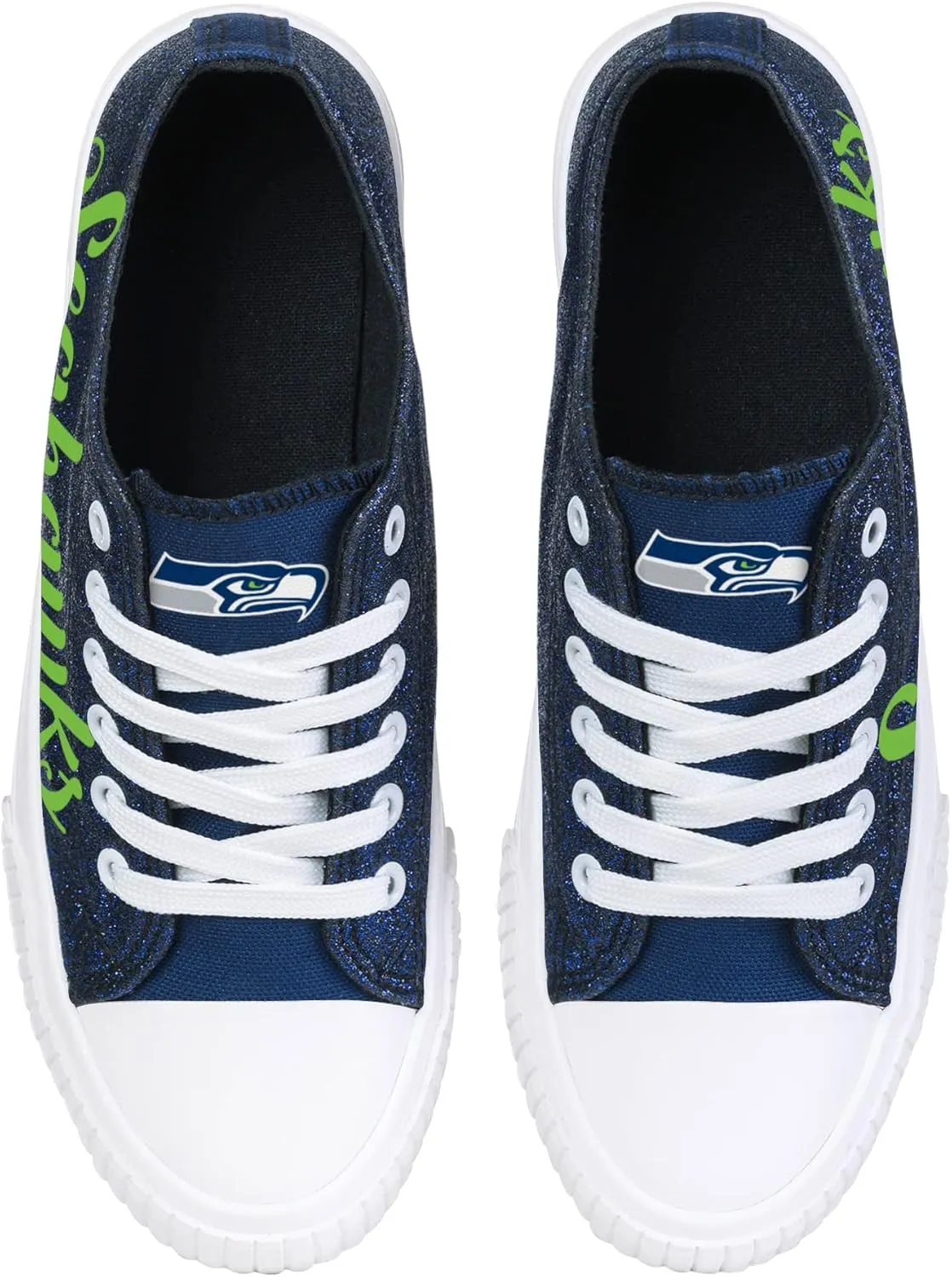 FOCO Women's NFL Team Logo Ladies Fashion Glitter Low Top Canvas Sneakers Shoes Dallas Cowboys Shoes-10/XXL