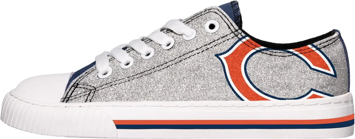 FOCO Women's NFL Team Logo Ladies Fashion Glitter Low Top Canvas Sneakers Shoes Dallas Cowboys Shoes-10/XXL