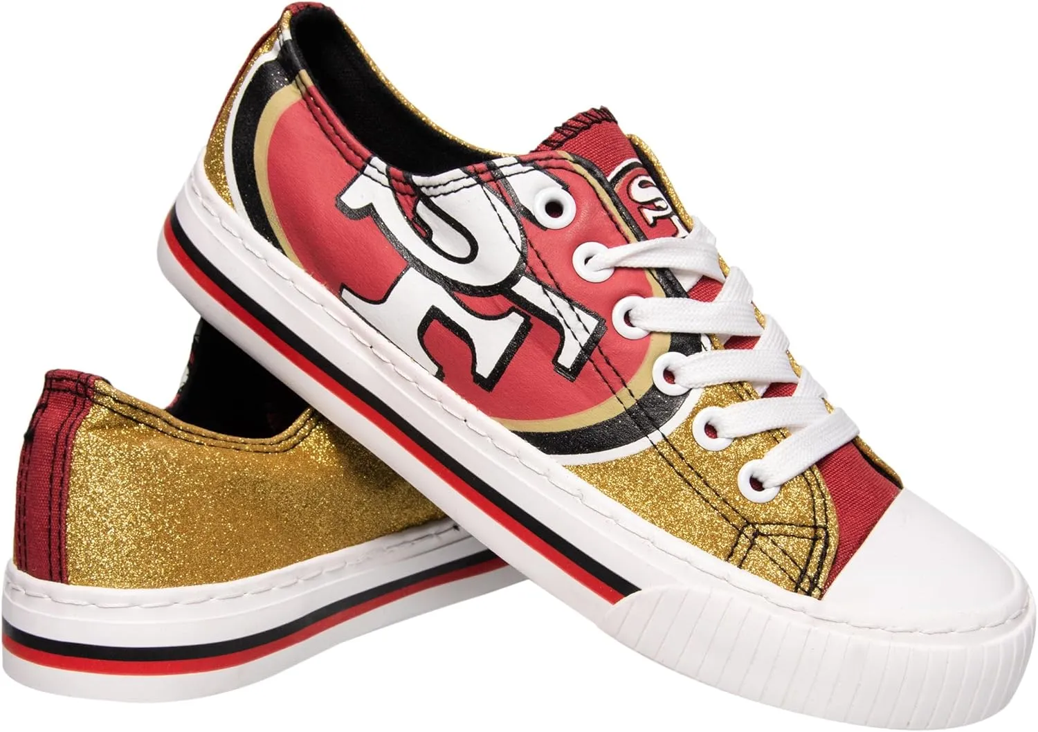 FOCO Women's NFL Team Logo Ladies Fashion Glitter Low Top Canvas Sneakers Shoes Dallas Cowboys Shoes-10/XXL