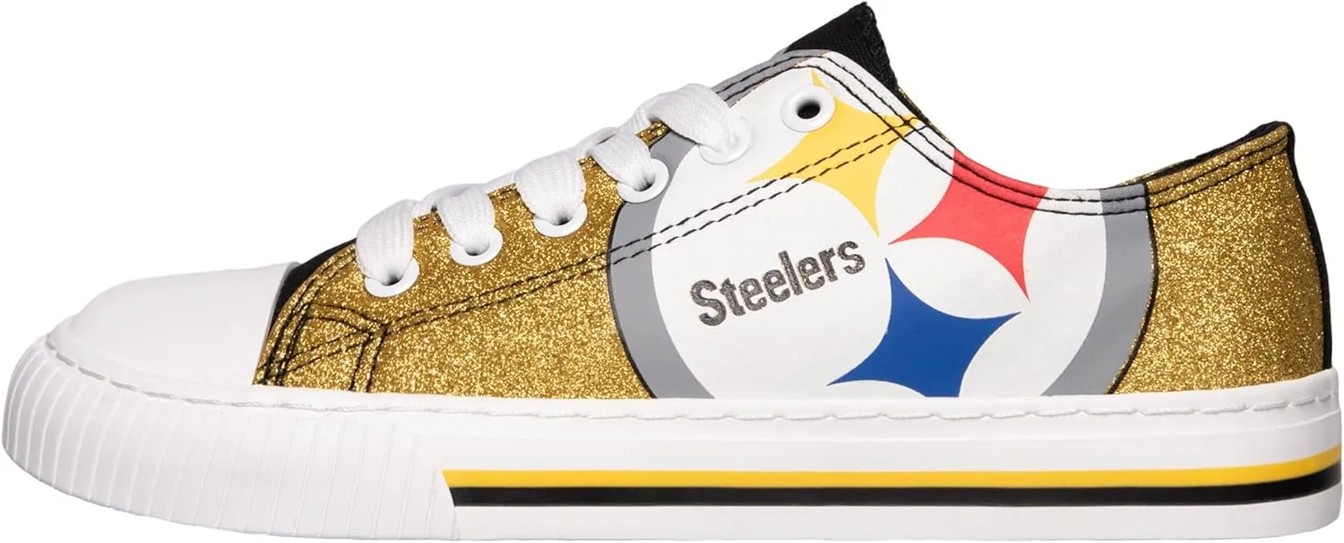 FOCO Women's NFL Team Logo Ladies Fashion Glitter Low Top Canvas Sneakers Shoes Dallas Cowboys Shoes-10/XXL