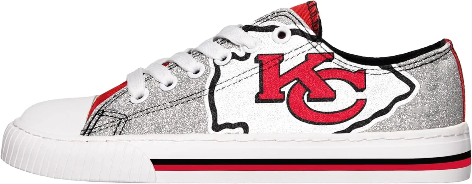 FOCO Women's NFL Team Logo Ladies Fashion Glitter Low Top Canvas Sneakers Shoes Dallas Cowboys Shoes-10/XXL