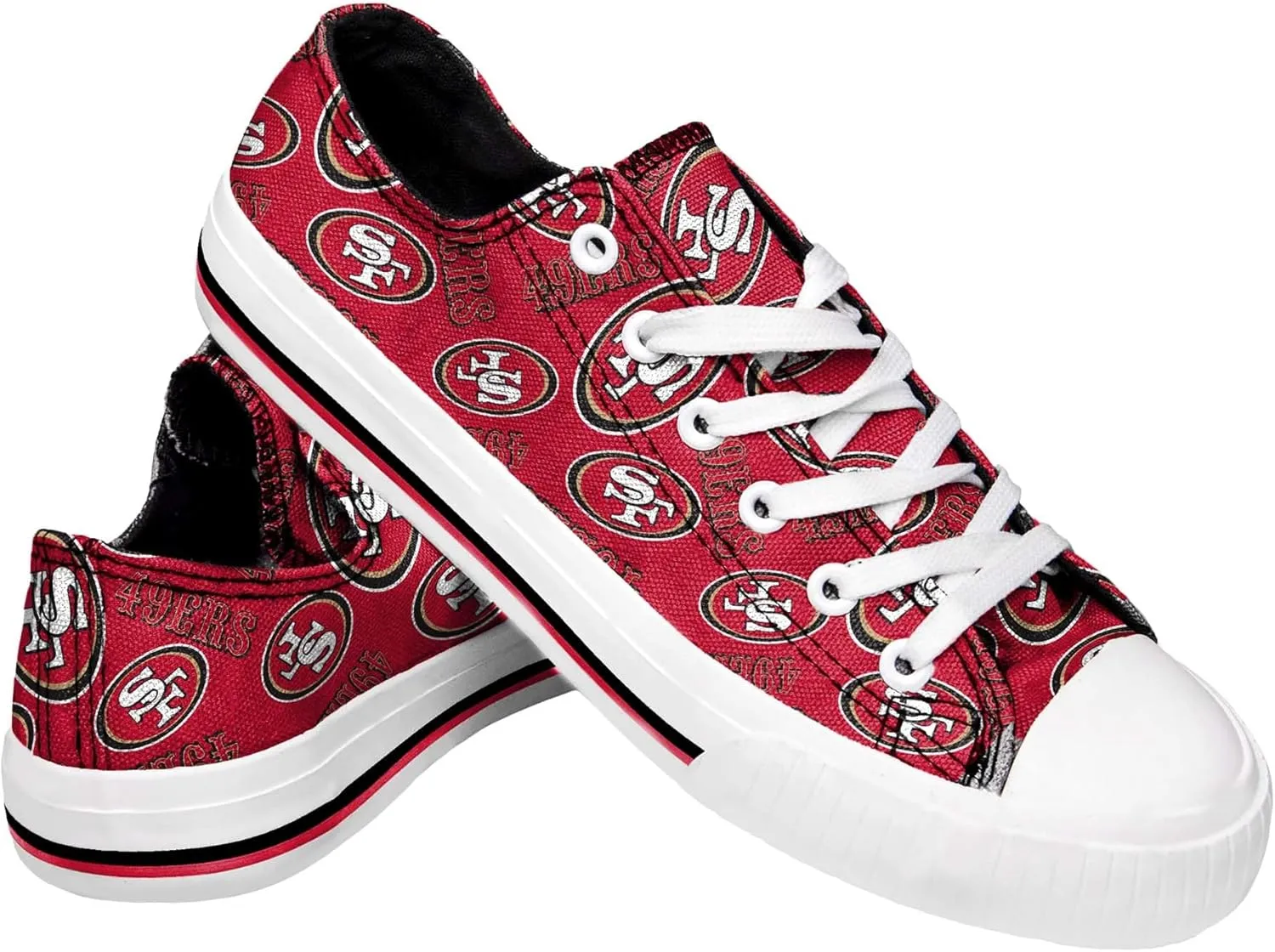 FOCO Women's NFL Team Logo Ladies Fashion Glitter Low Top Canvas Sneakers Shoes Dallas Cowboys Shoes-10/XXL