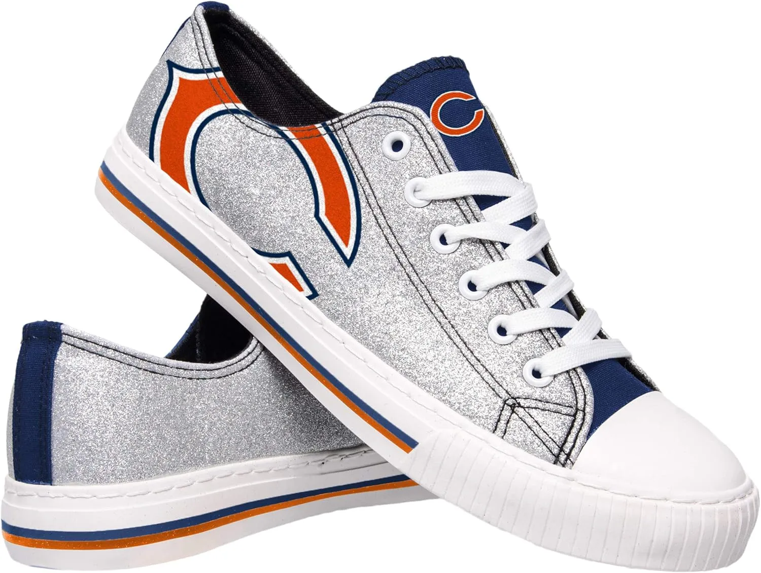FOCO Women's NFL Team Logo Ladies Fashion Glitter Low Top Canvas Sneakers Shoes Dallas Cowboys Shoes-10/XXL