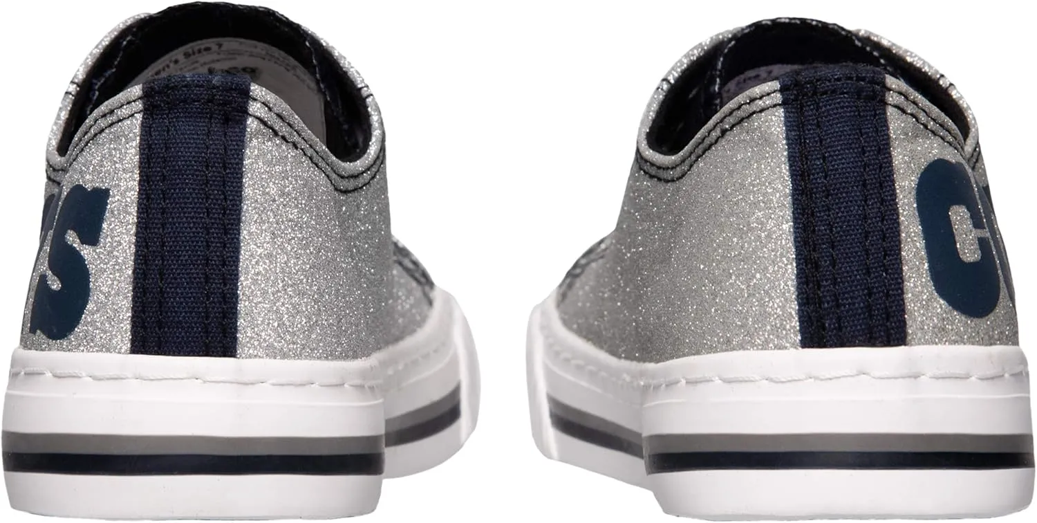 FOCO Women's NFL Team Logo Ladies Fashion Glitter Low Top Canvas Sneakers Shoes Dallas Cowboys Shoes-10/XXL