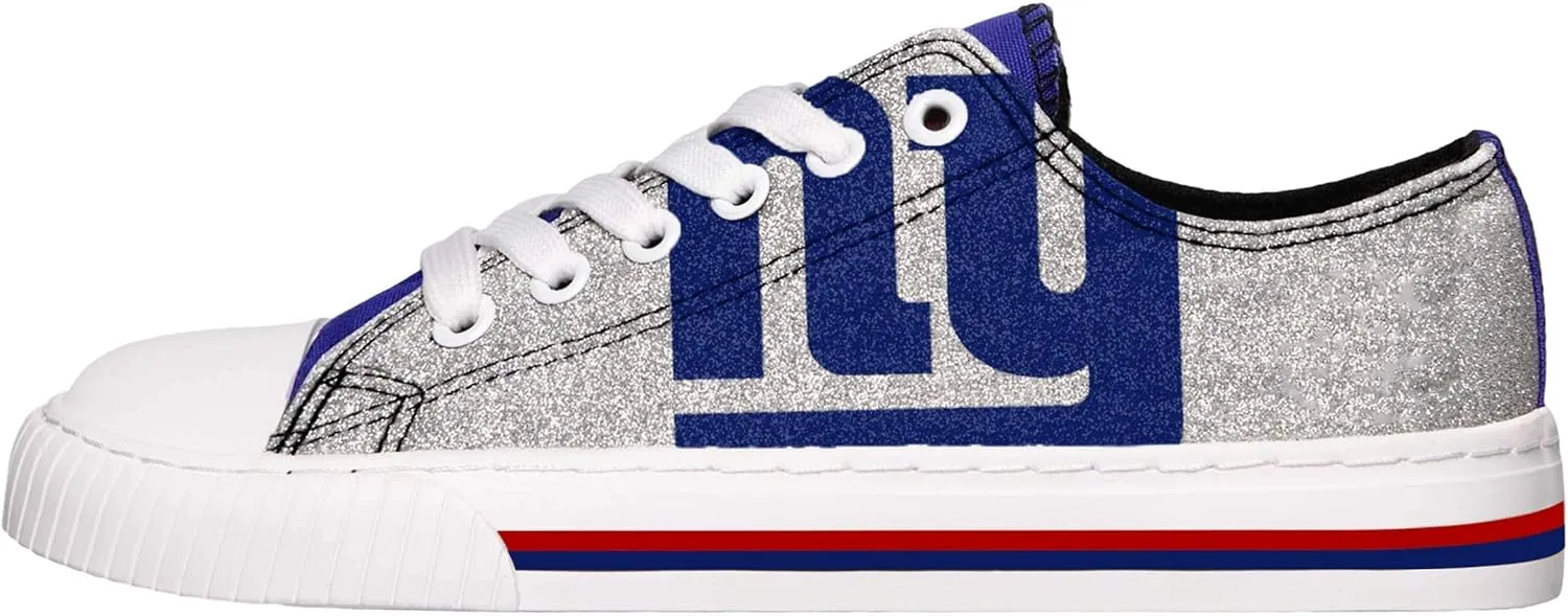 FOCO Women's NFL Team Logo Ladies Fashion Glitter Low Top Canvas Sneakers Shoes Dallas Cowboys Shoes-10/XXL