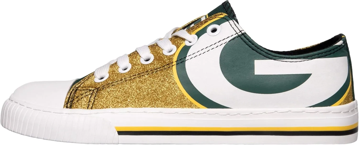 FOCO Women's NFL Team Logo Ladies Fashion Glitter Low Top Canvas Sneakers Shoes Dallas Cowboys Shoes-10/XXL