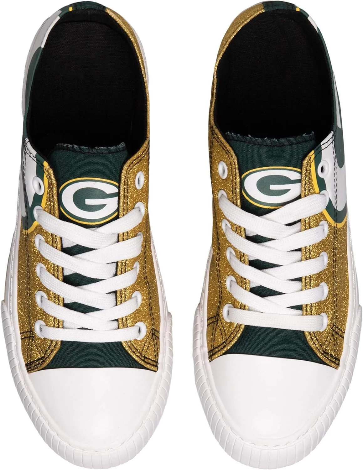 FOCO Women's NFL Team Logo Ladies Fashion Glitter Low Top Canvas Sneakers Shoes Dallas Cowboys Shoes-10/XXL