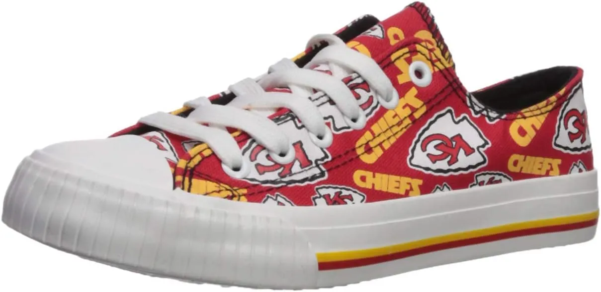 FOCO Women's NFL Team Logo Ladies Fashion Repeat Print Low Top Canvas Sneakers Shoes