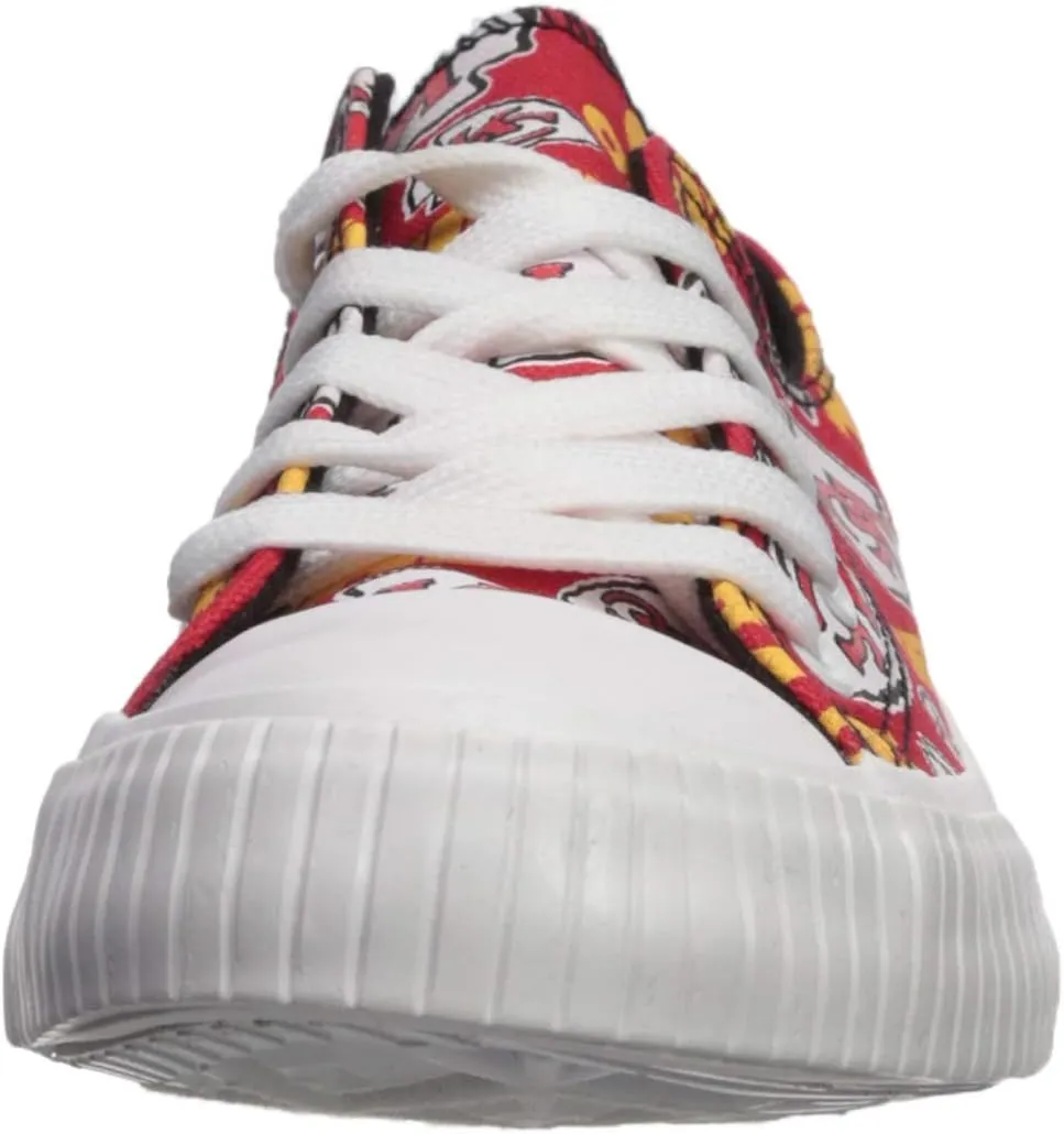 FOCO Women's NFL Team Logo Ladies Fashion Repeat Print Low Top Canvas Sneakers Shoes