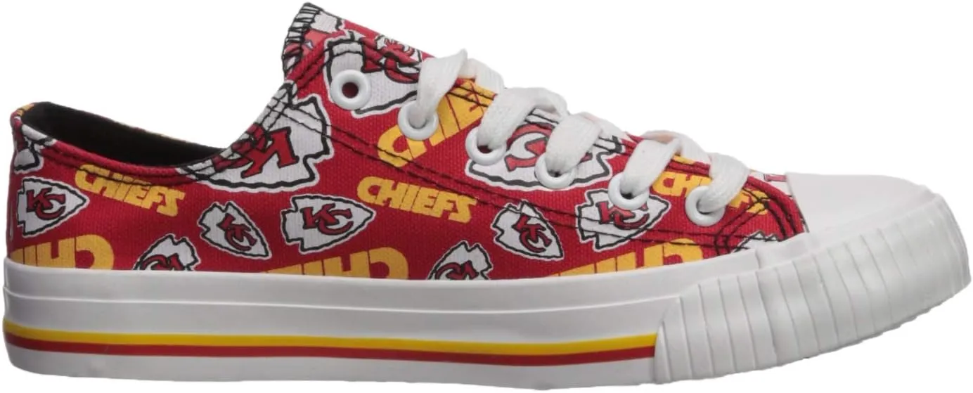 FOCO Women's NFL Team Logo Ladies Fashion Repeat Print Low Top Canvas Sneakers Shoes