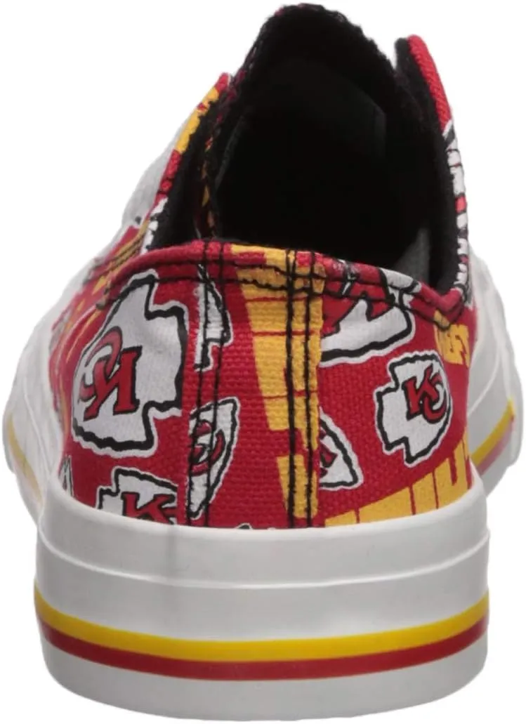 FOCO Women's NFL Team Logo Ladies Fashion Repeat Print Low Top Canvas Sneakers Shoes