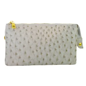 Folded Clutch with Zipper Ostrich Pattern