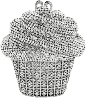 Food Shape Rhinestone Clutch Purse Cute Ice Cream Cut Crystal Purse for Prom Cocktail Party Women Handbag