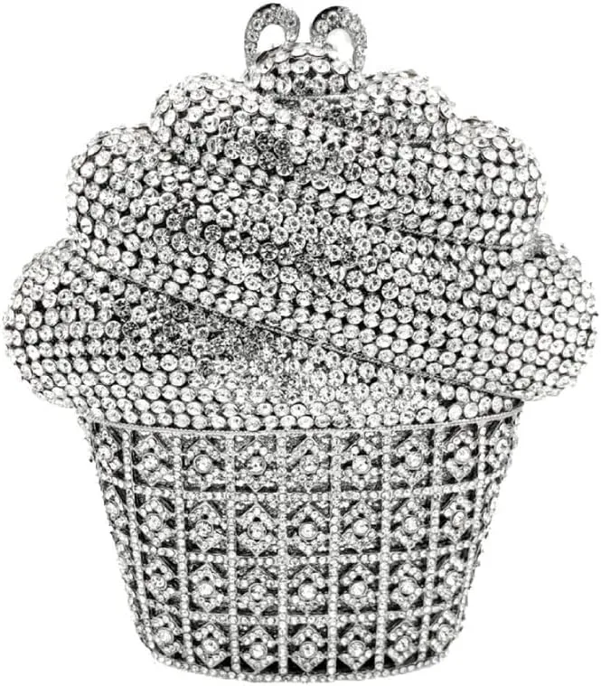 Food Shape Rhinestone Clutch Purse Cute Ice Cream Cut Crystal Purse for Prom Cocktail Party Women Handbag
