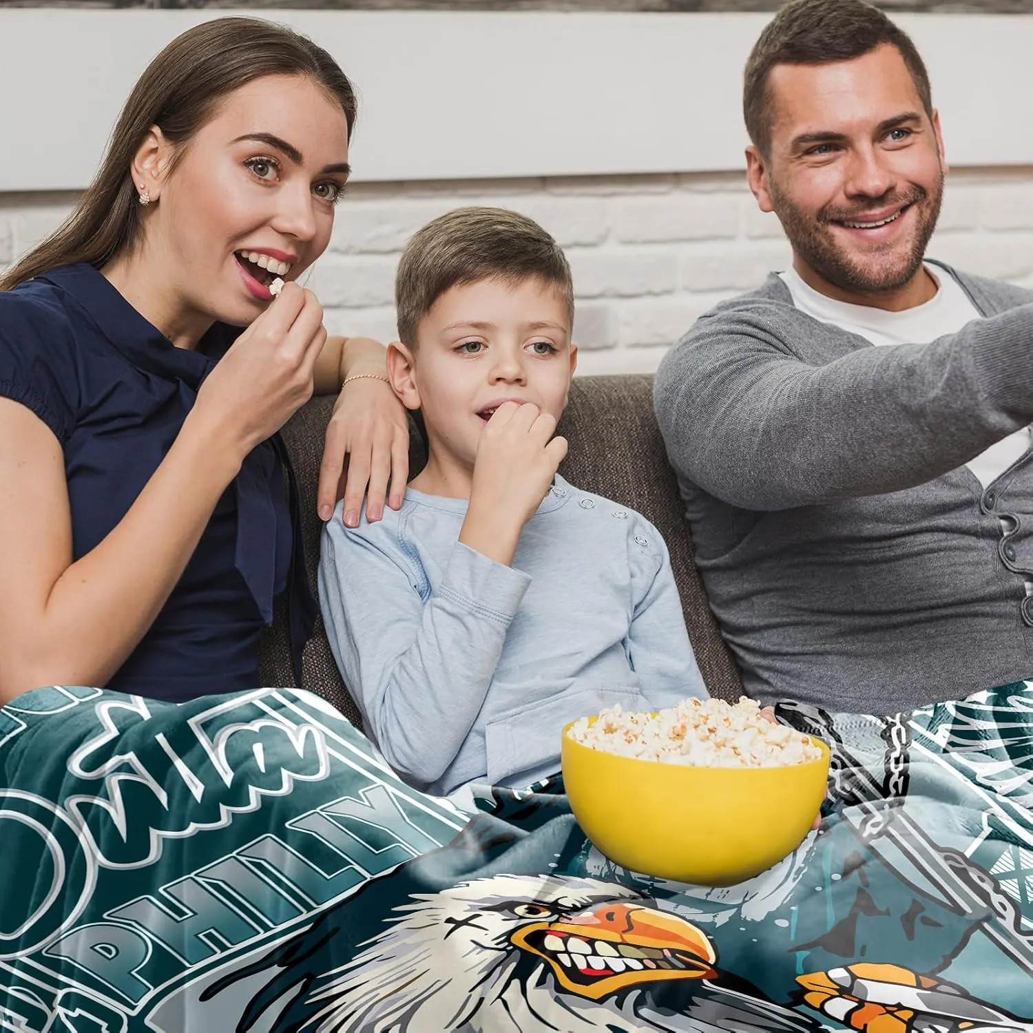 Football Blanket, Fans Gifts for Men Women, Philly Merch Gear, Green and Silver Team Color Style 50"x60" Throw Blankets for Valentines