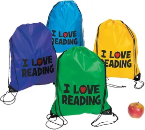 Fun Express - I Love Reading Backpacks - Apparel Accessories - Totes - Novelty Totes - 12 Pieces