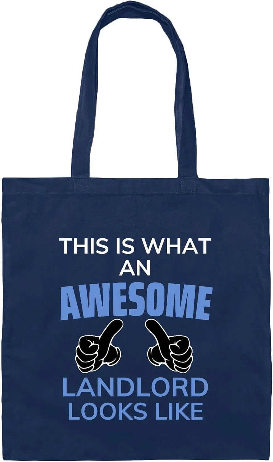 Funny Gift For Landlords From Tenants Awesome Landlord Navy Black Multicolor Canvas Tote Bag
