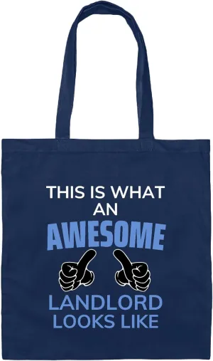 Funny Gift For Landlords From Tenants Awesome Landlord Navy Black Multicolor Canvas Tote Bag