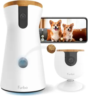 Furbo 360° Dog Camera   Mini (2-Camera Bundle Nanny Pro Subscription): Dog Safety & Home Security Alerts, Pet Camera with Speaker, Phone App & Night Vision (New Subscription Needed at Setup)