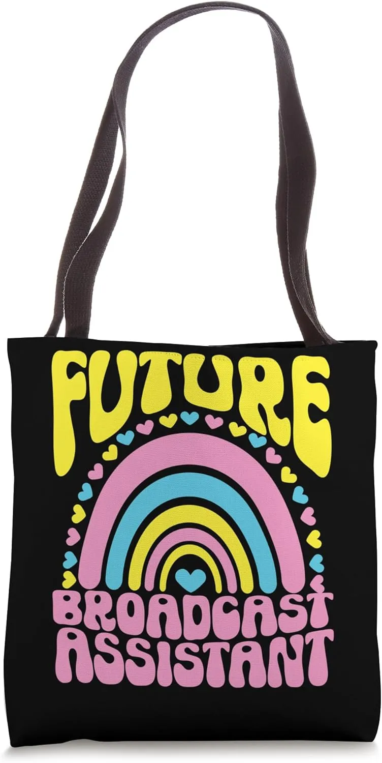 Future Broadcast Assistant Bright Retro Rainbow Occupation Tote Bag