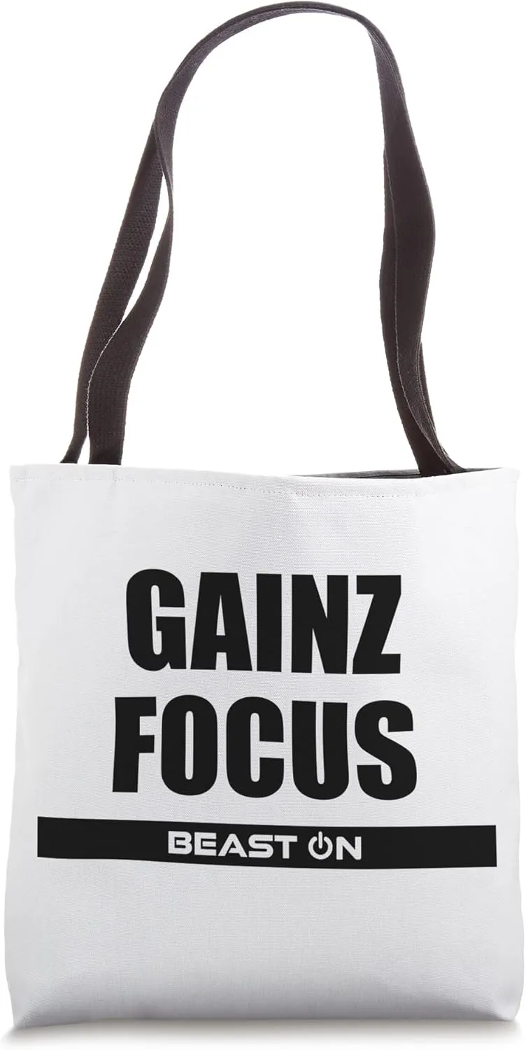 Gainz Focus Fitness Workout Gym Bodybuilding Motivation Tote Bag