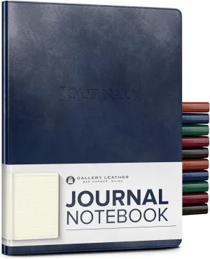 Gallery Leather Journal Notebook - 192 Pages, Softcover, For Men and Women, For Writing, Work & Travel, Handcrafted - Acadia Navy - 9.75 x 7.5 ", Large Lined