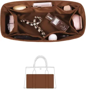 Garden Party 30 Insert, Bag Organizer Compatible with Hermes Garden Party Tote, Silk Fabric Bag-in-bag for Luxury Bags with Multiple Pockets for Storage (Gold, GP30)