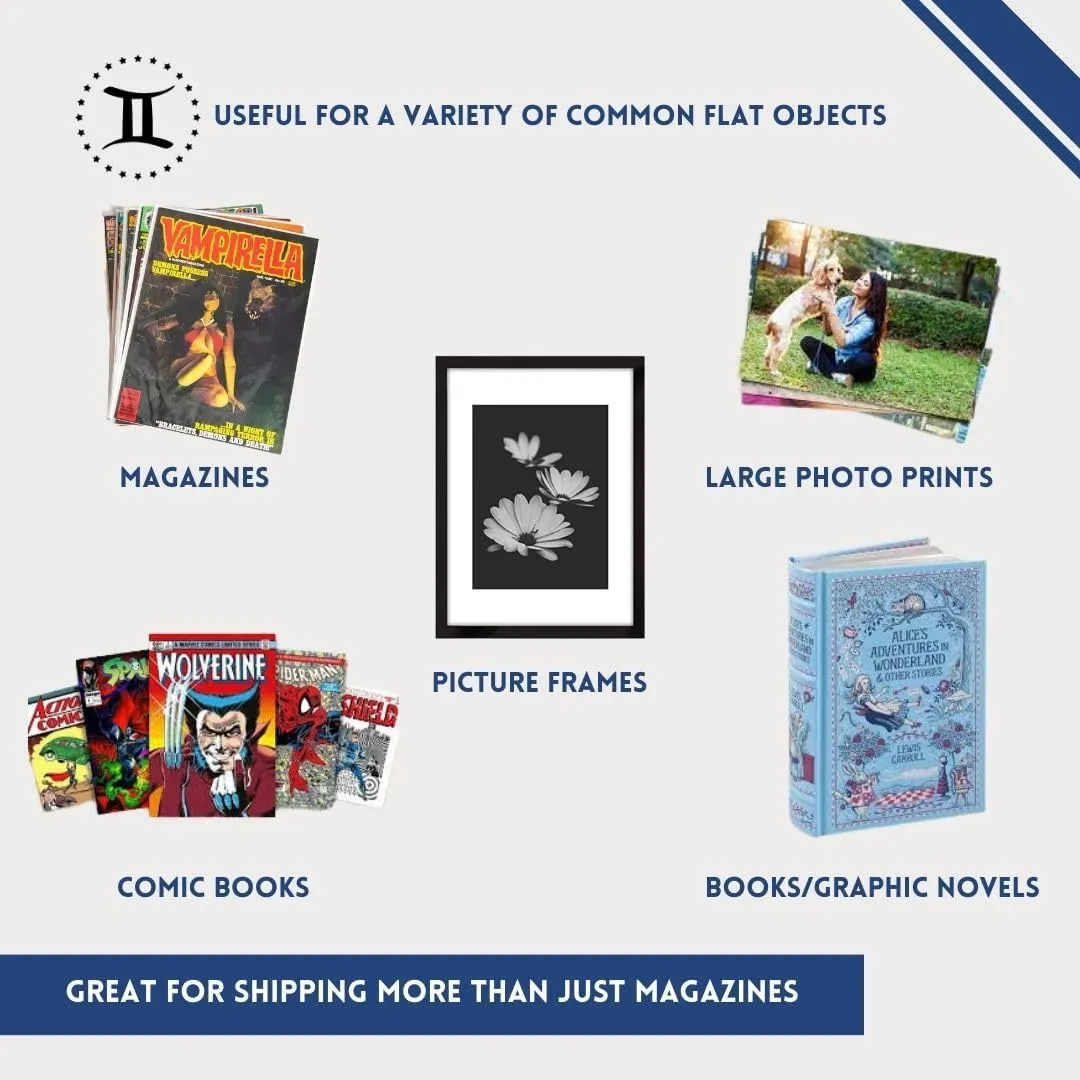 Gemini Magazine and Comic Book Mailers for Shipping (8.5x11x2’’ – 100 Pack) | US-Made Corrugated Cardboard Stay Flat Mailers with Expandable Capacity | Great For Shipping Documents, Photos, and More.
