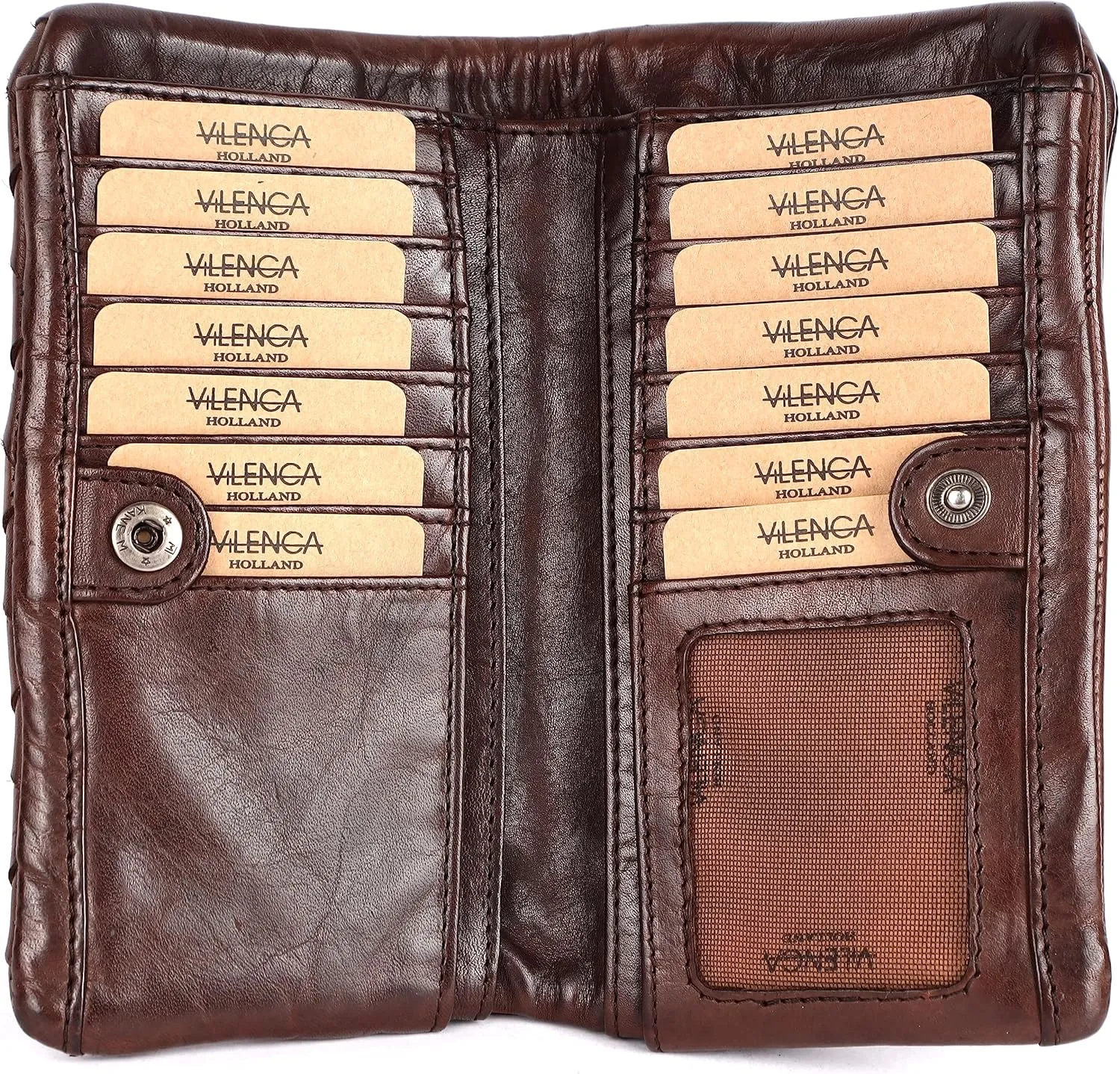 Genuine Leather Wallets for Women, Small Wallet for Ladies Zipper Coin Purse Credit Card Holder with Strap (VL-167-BROWN)