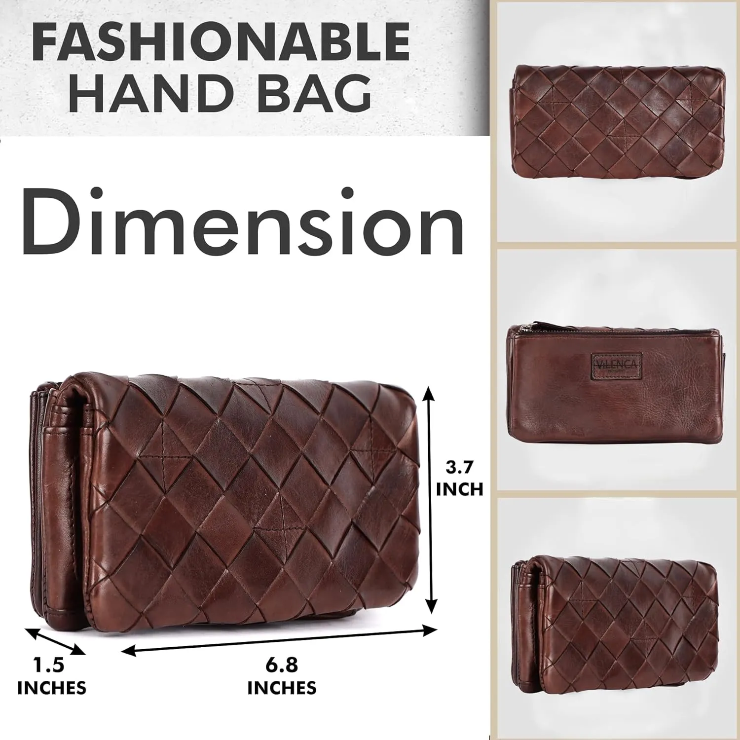 Genuine Leather Wallets for Women, Small Wallet for Ladies Zipper Coin Purse Credit Card Holder with Strap (VL-167-BROWN)