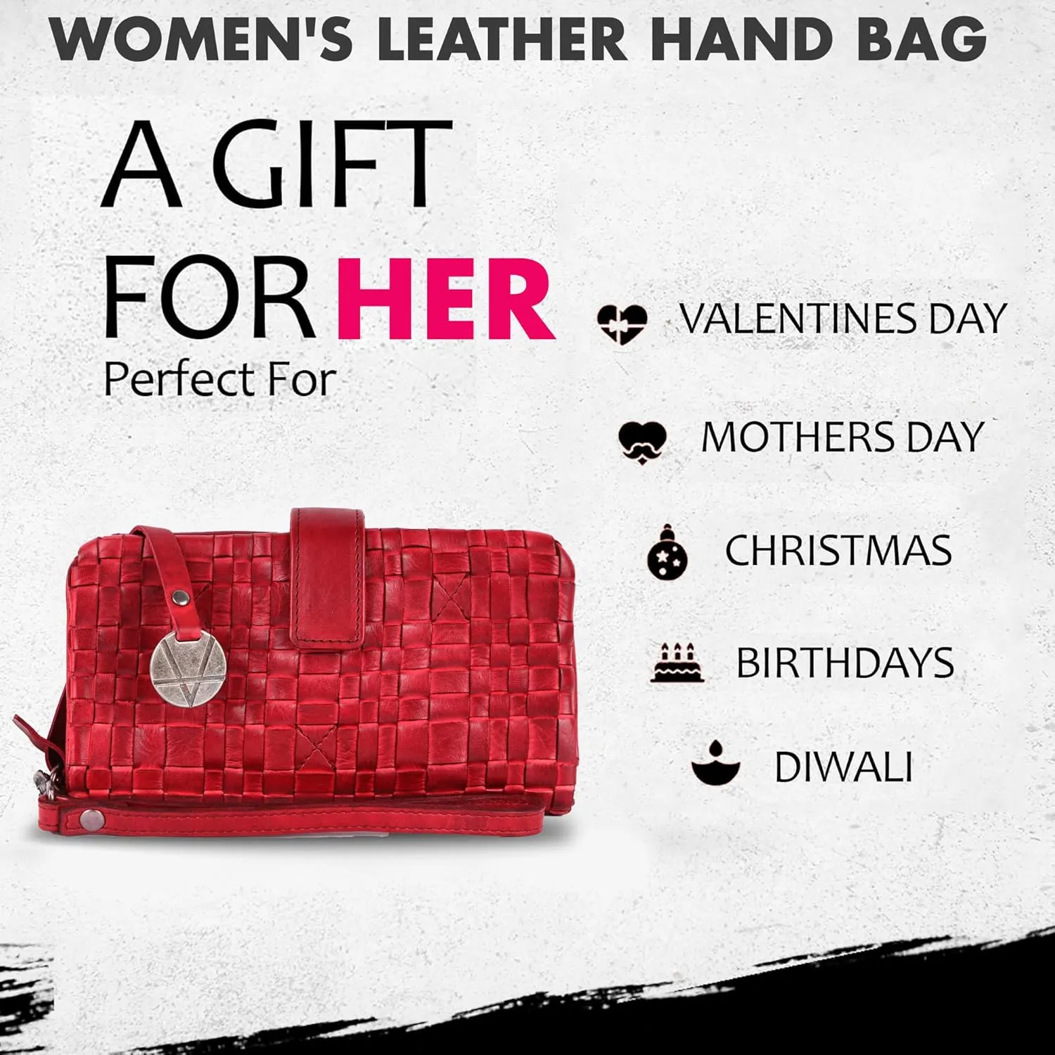 Genuine Leather Wallets for Women, Small Wallet for Women Zipper Coin Purse Credit Card Holder with Strap (VL-158-RED)