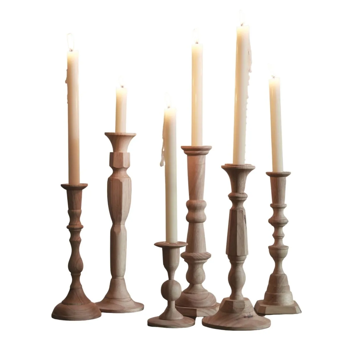 Georgian Wood Candlestick 13"