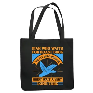 Gift for the Patience who Love to wait for their Goals Navy Black Multicolor Canvas Tote Bag