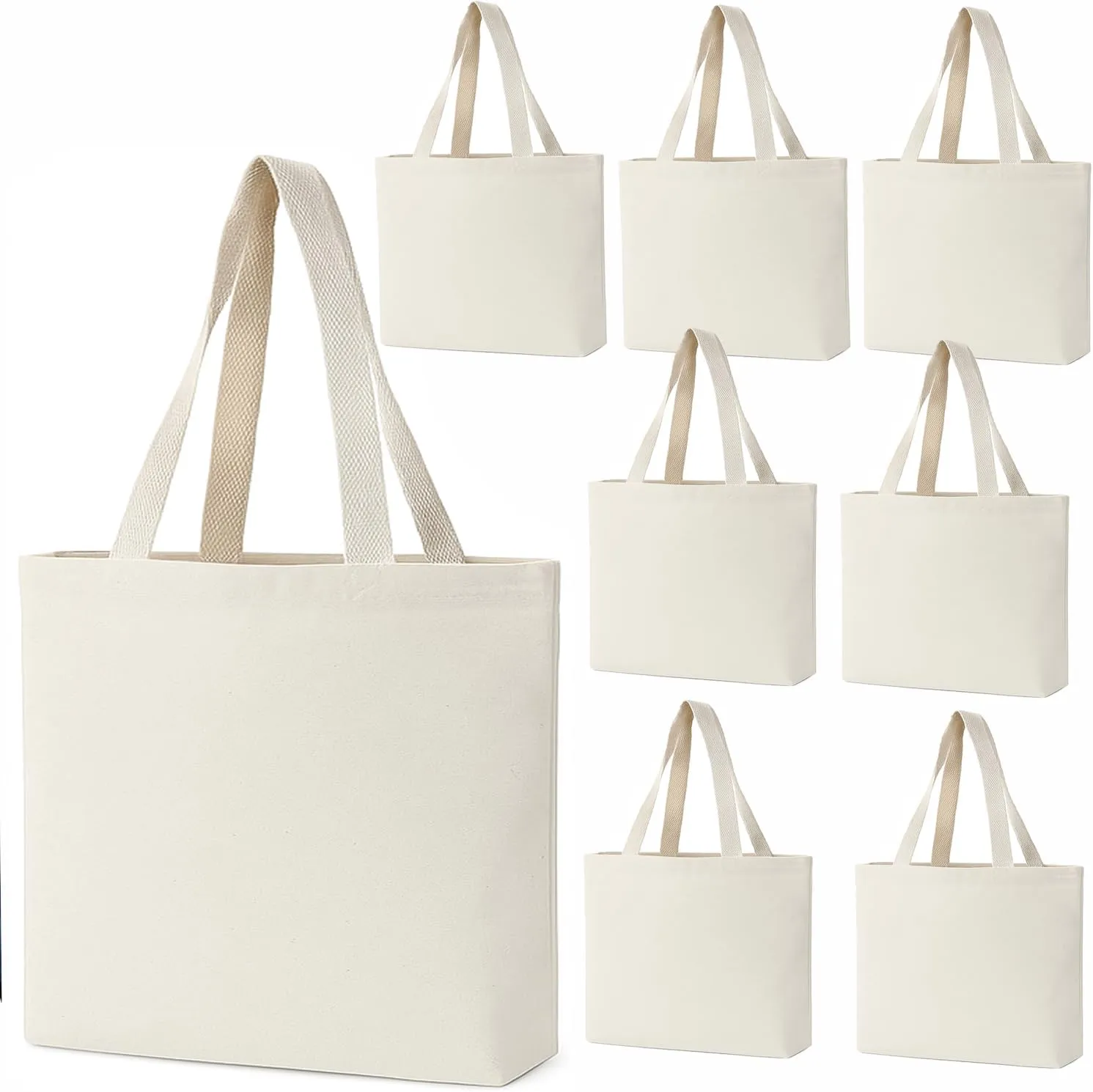 GiftExpress Pack of 12, 8" x 8" W Mini Natural Color Canvas Tote Bags, Canvas Craft Goody Bags Party Favor