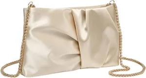 GORGLITTER Women's Evening Bag Wedding Party Prom Handbag Small Dressy Formal Purse Pleated Satin Clutch