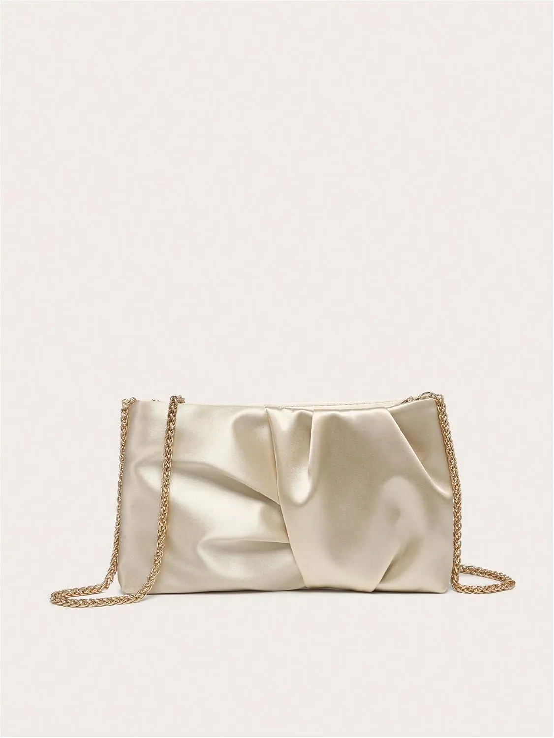 GORGLITTER Women's Evening Bag Wedding Party Prom Handbag Small Dressy Formal Purse Pleated Satin Clutch