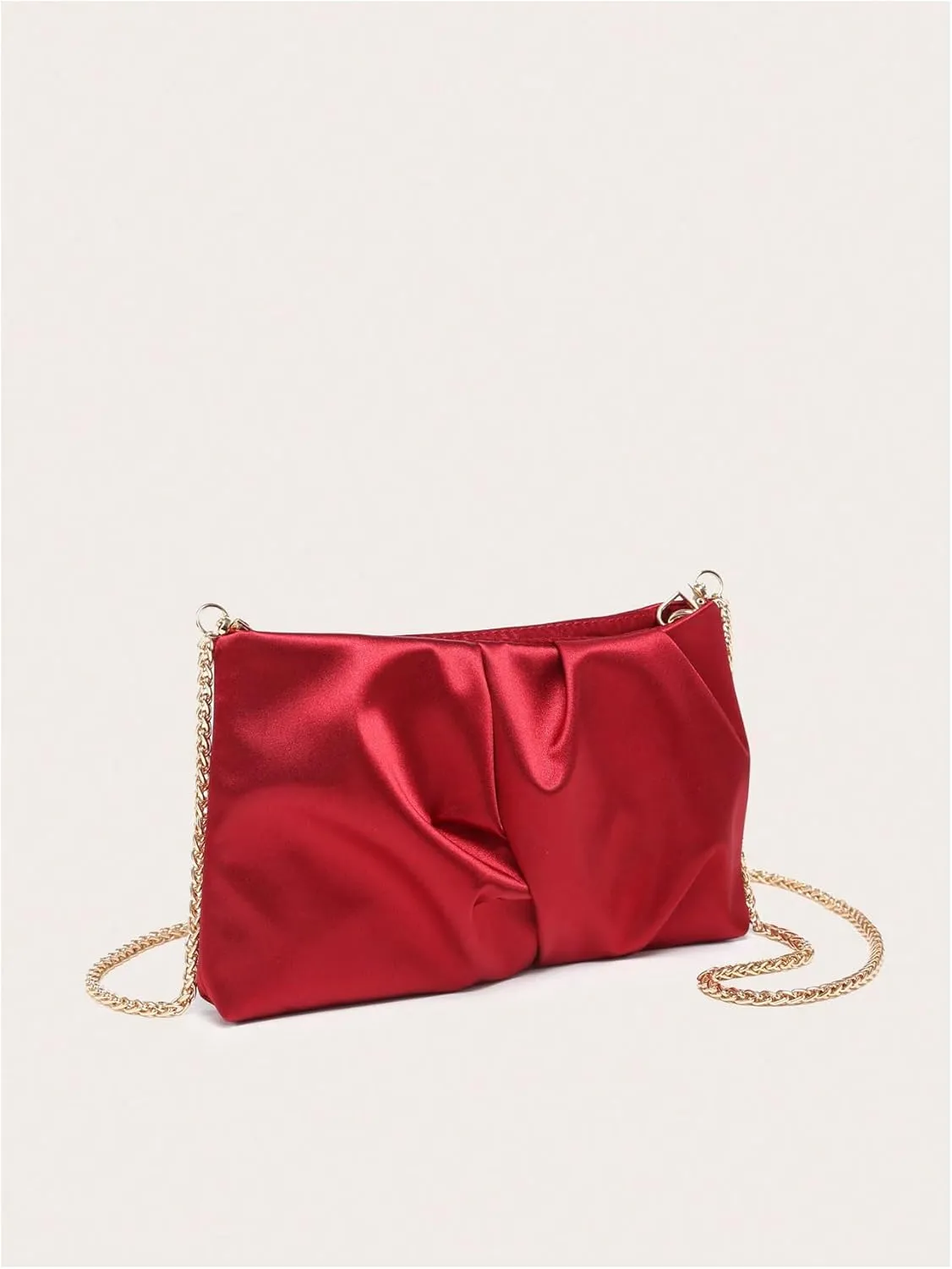 GORGLITTER Women's Evening Bag Wedding Party Prom Handbag Small Dressy Formal Purse Pleated Satin Clutch