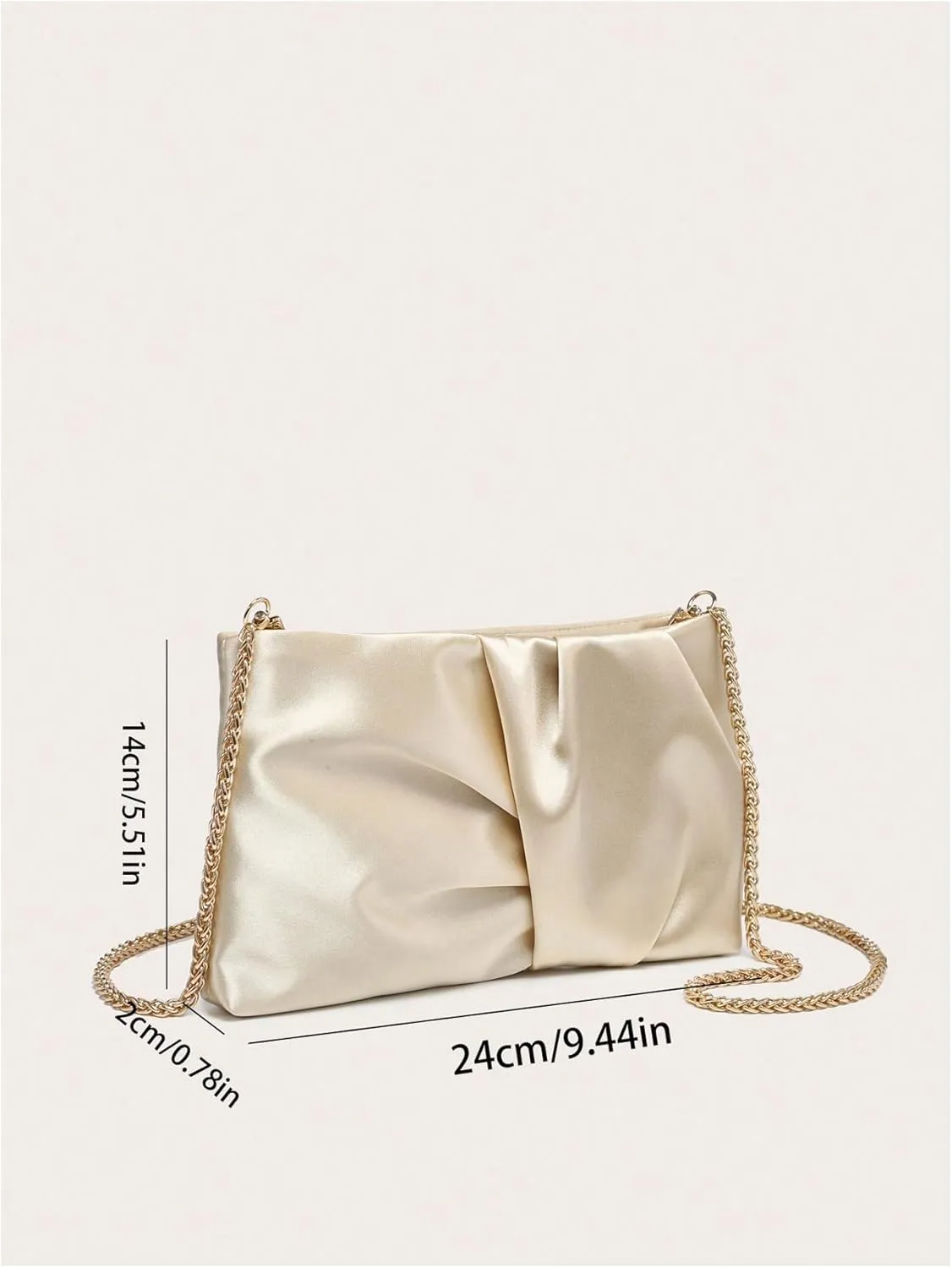 GORGLITTER Women's Evening Bag Wedding Party Prom Handbag Small Dressy Formal Purse Pleated Satin Clutch
