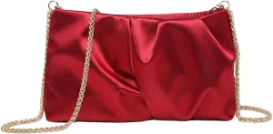 GORGLITTER Women's Evening Bag Wedding Party Prom Handbag Small Dressy Formal Purse Pleated Satin Clutch