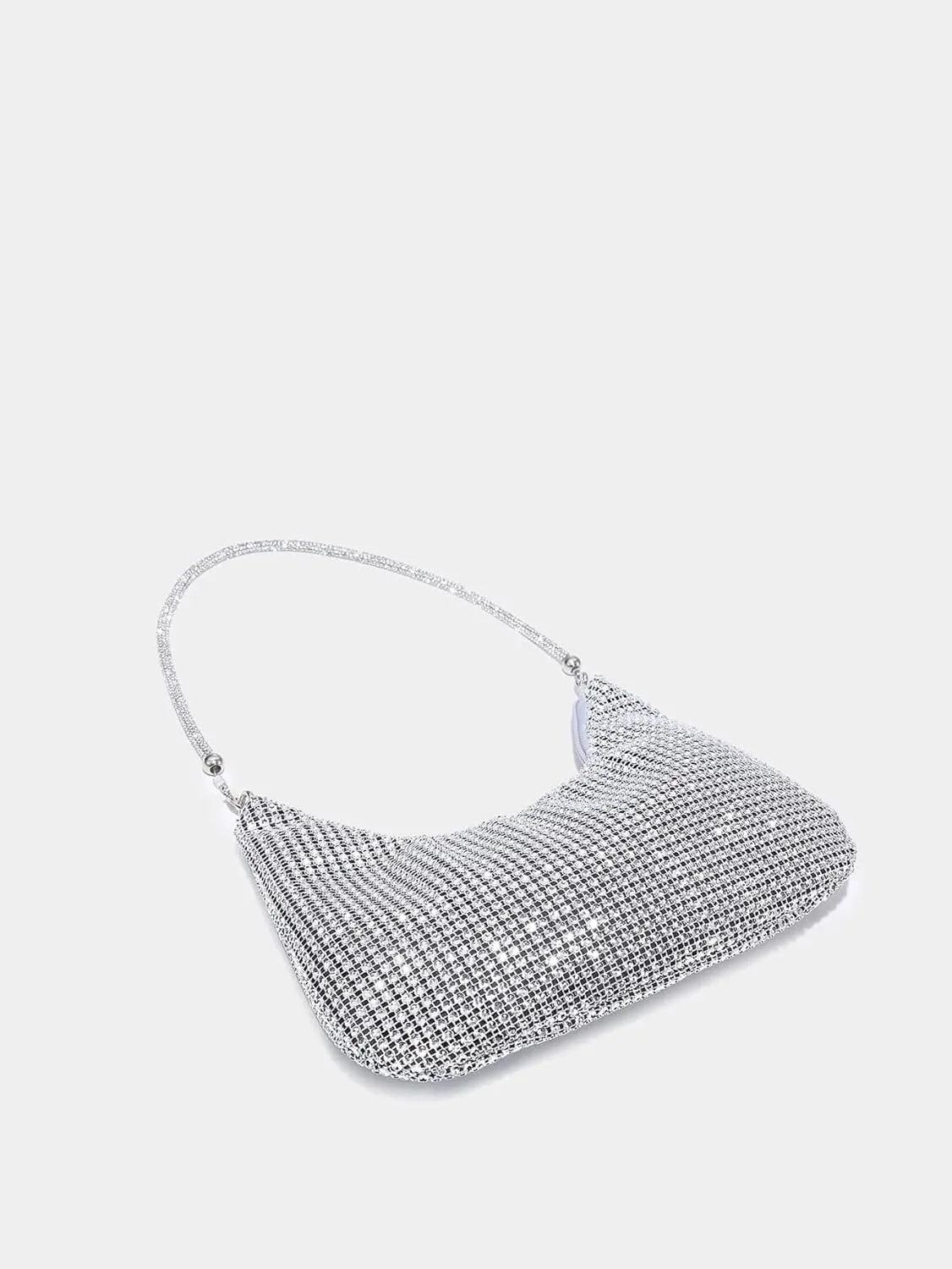 GORGLITTER Women's Rhinestone Silver Purse Sparkly Sequin Hobo Wedding Guest Clutch Purse