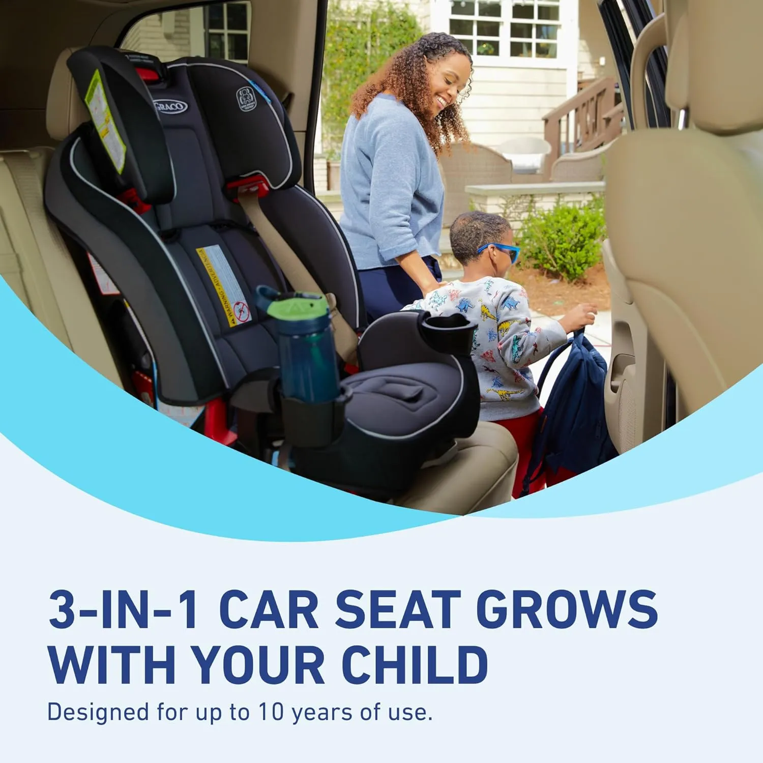 Graco SlimFit 3-in-1 Convertible Car Seat, Space Saving Design, Forward & Rear-Facing, Highback Booster Option – Purple