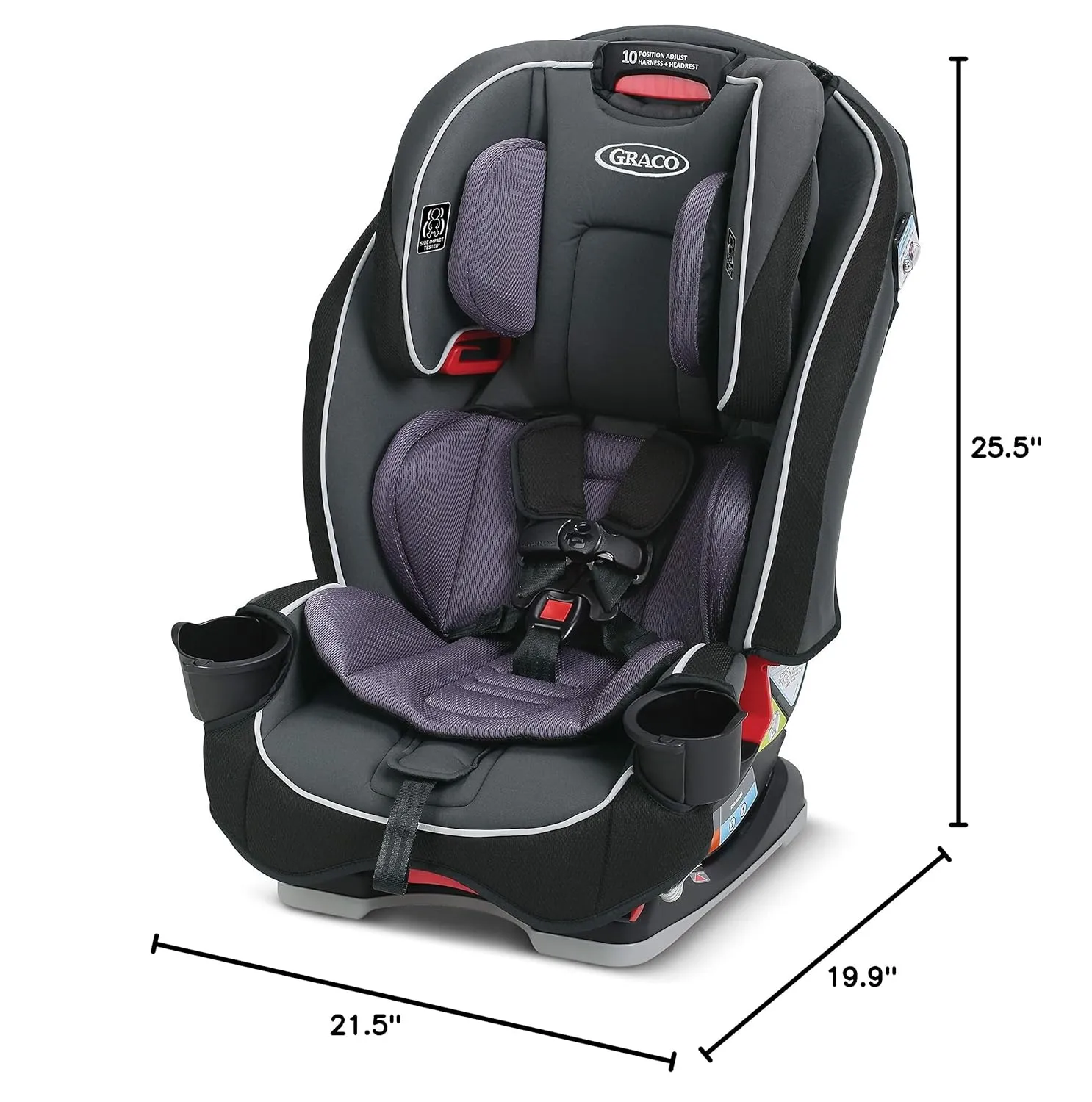 Graco SlimFit 3-in-1 Convertible Car Seat, Space Saving Design, Forward & Rear-Facing, Highback Booster Option – Purple