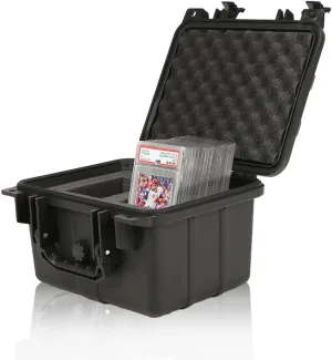 Graded Card Storage Box Compatible with PSA BGS SGC One Touch Deep Travel Size Weatherproof Case Waterproof Slab with Impact Absorbing Dual Foam Slots(Black)