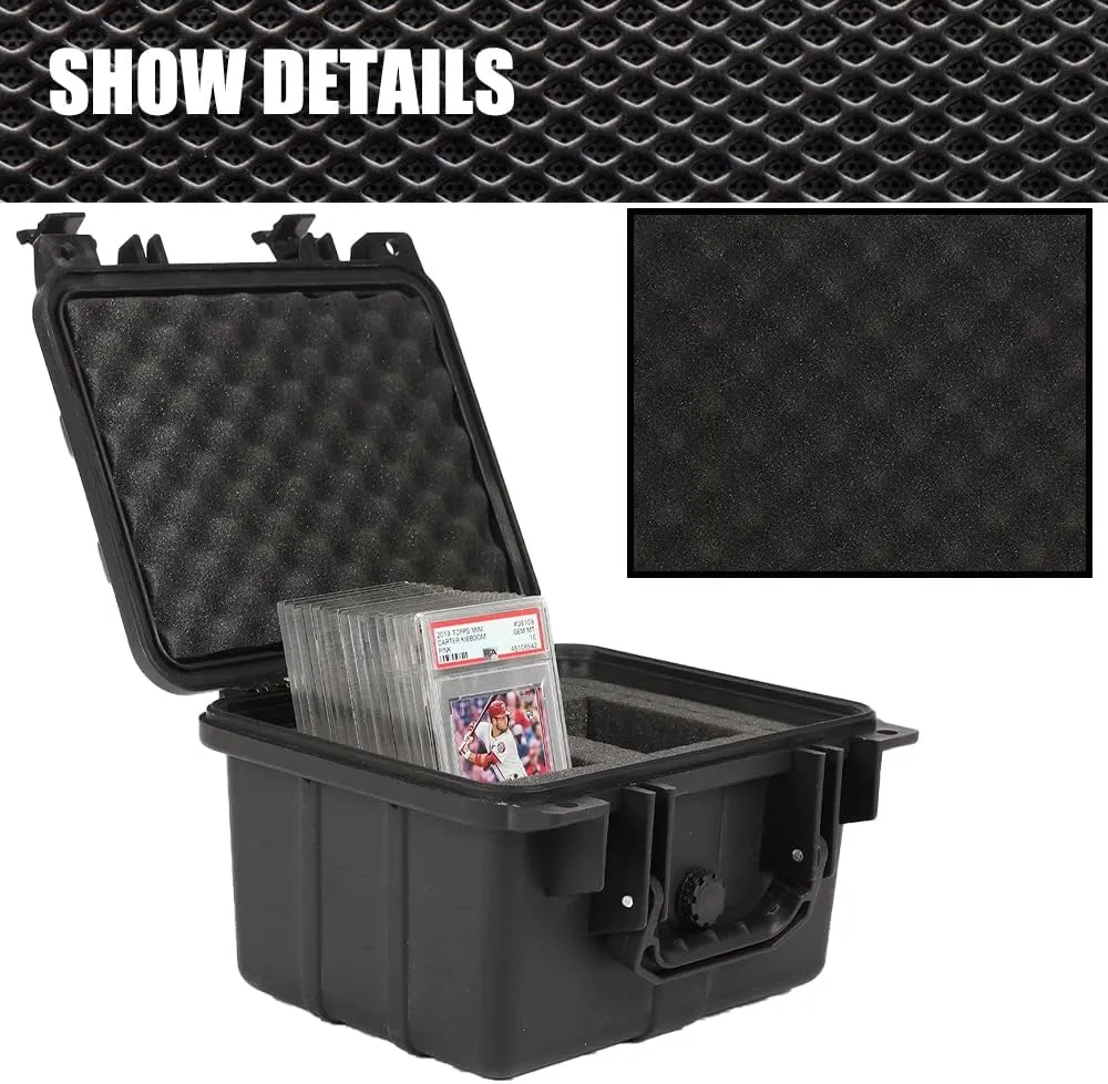 Graded Card Storage Box Compatible with PSA BGS SGC One Touch Deep Travel Size Weatherproof Case Waterproof Slab with Impact Absorbing Dual Foam Slots(Black)