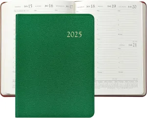 Graphic Image 2025 Desk Diary Agenda Appointment Book Planner, Genuine Goatskin Leather, 7x9" - Published and Bound in The USA