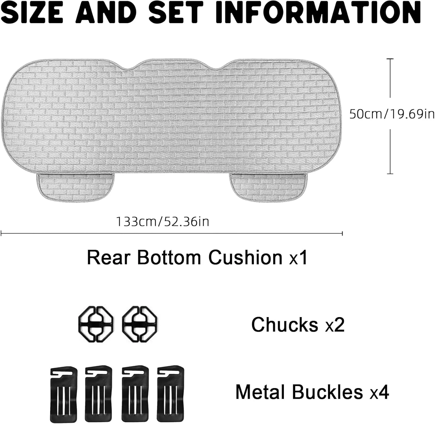 Gray Back Seat Cover, Rear Car Seat Cover for Cars Truck SUV,Seat Covers with Storage Pocket,Bottom Auto Seat Cushion Pad Mat for Most Vehicles-Gray,1 Pcs