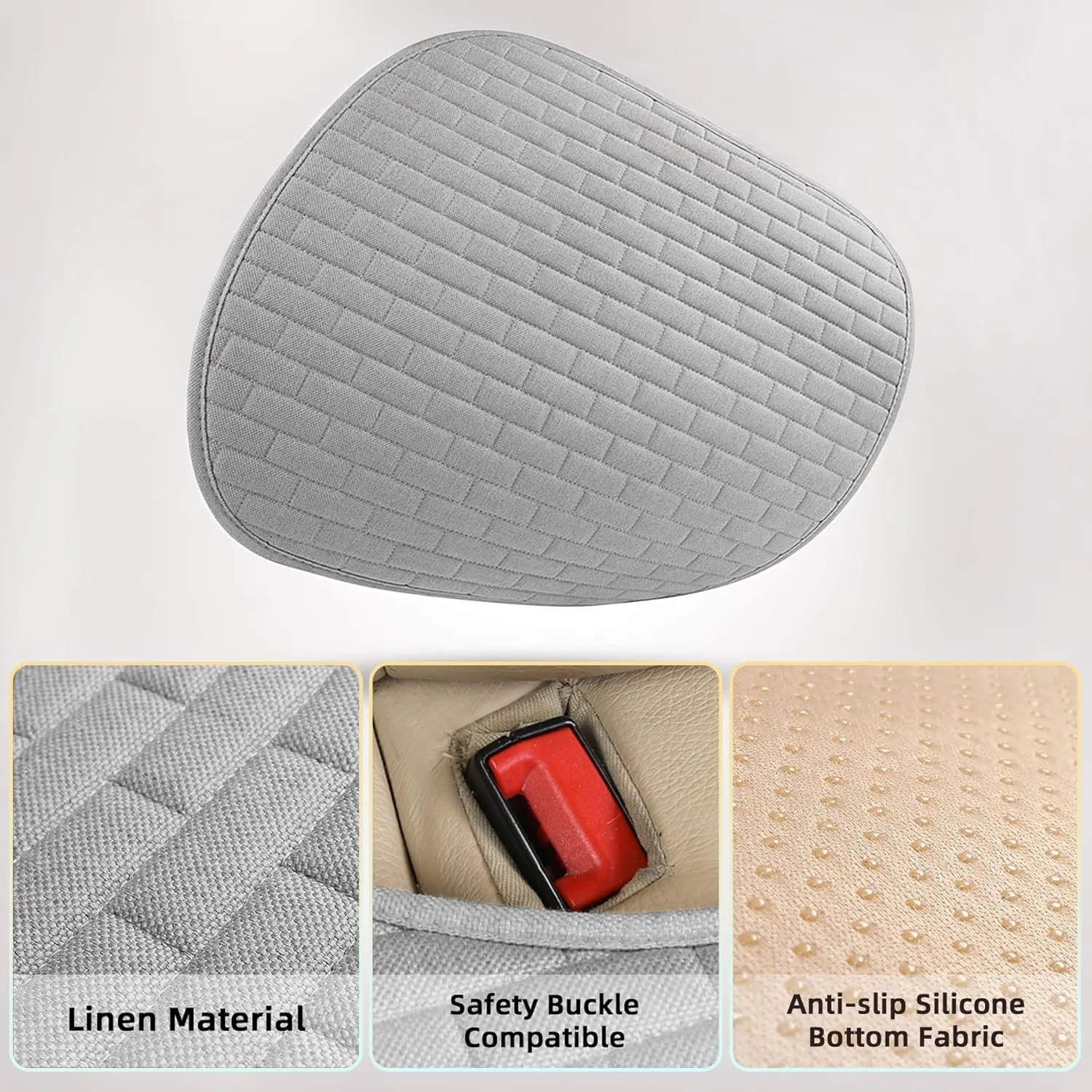 Gray Back Seat Cover, Rear Car Seat Cover for Cars Truck SUV,Seat Covers with Storage Pocket,Bottom Auto Seat Cushion Pad Mat for Most Vehicles-Gray,1 Pcs