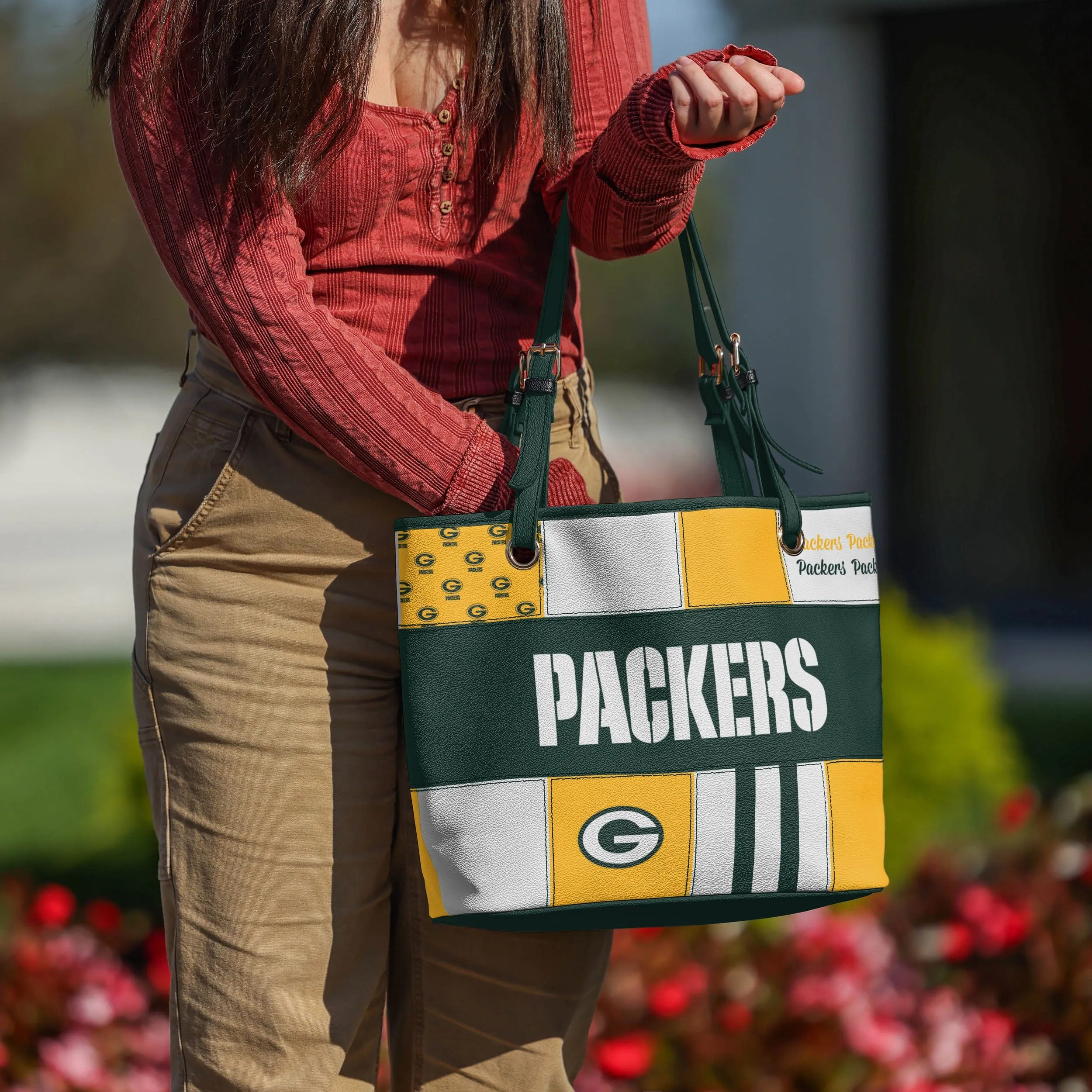 Green Bay Packers Printed Collage Tote