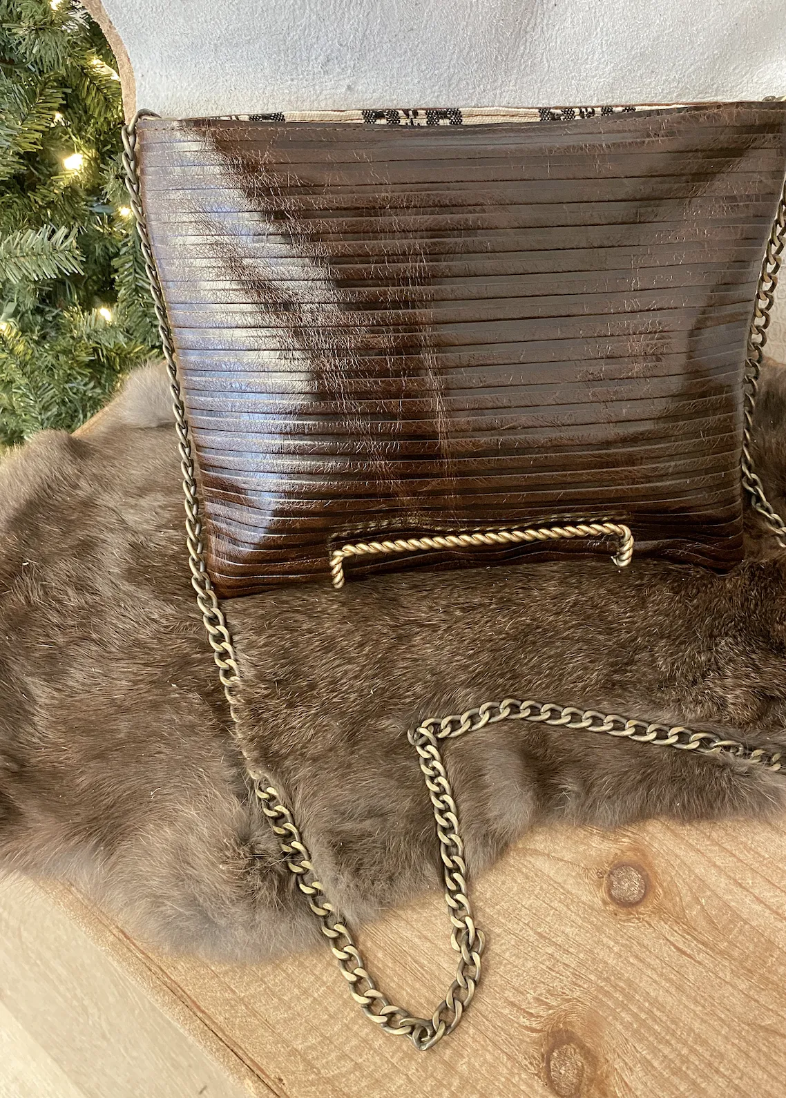 Grey Croc & Brindle Flap Clutch/Crossbody