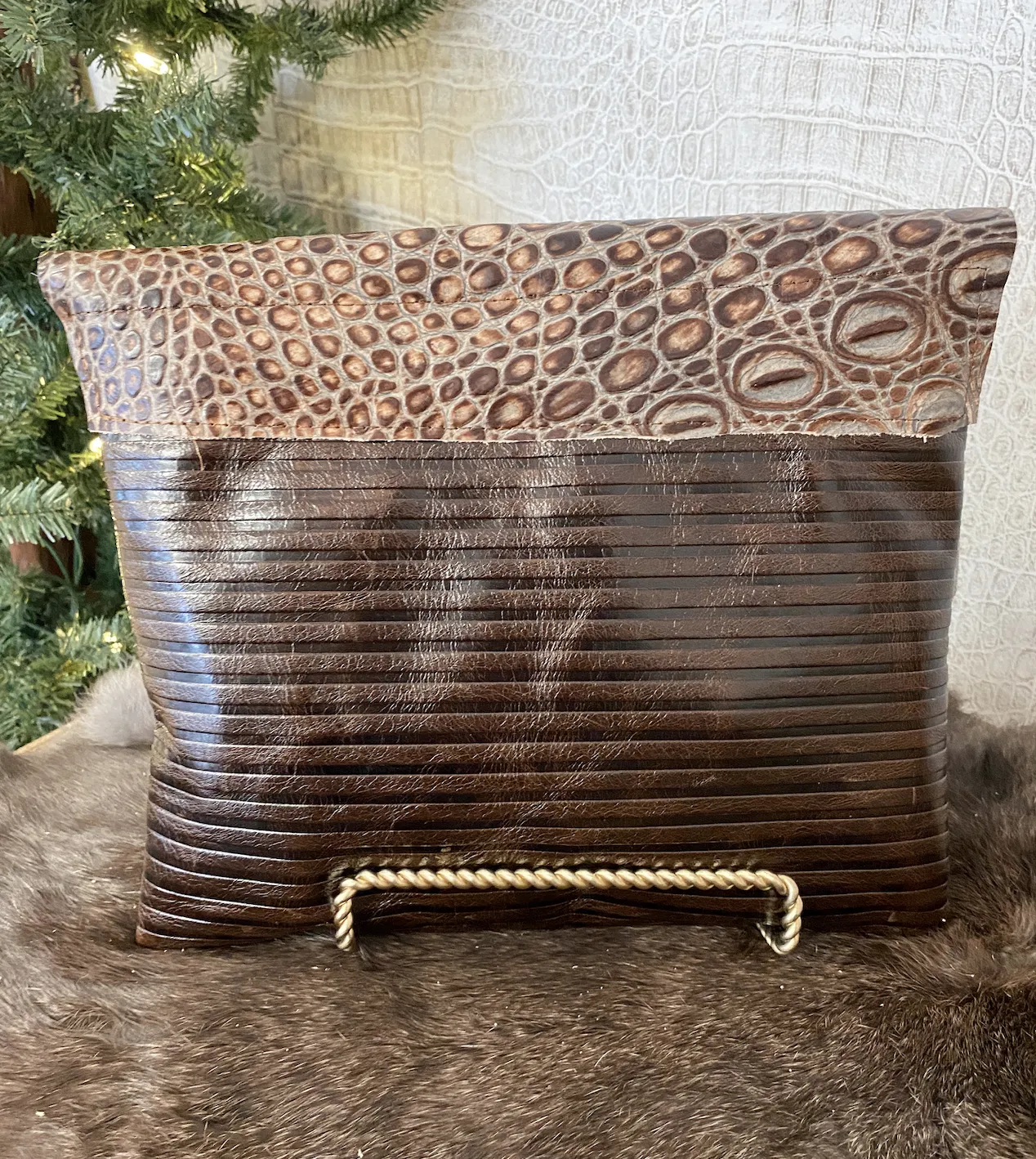 Grey Croc & Brindle Flap Clutch/Crossbody